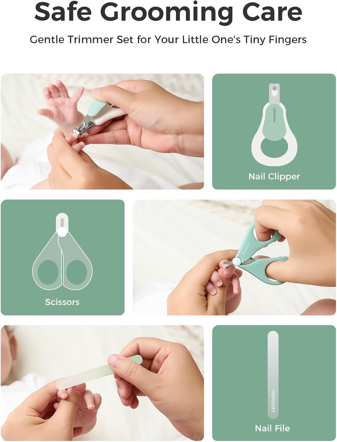 Momcozy Core Baby Kit, kit essencial para bebês para cuidados com a higiene, saúde e limpeza, inclui kits de lixa de unha, aspirador nasal, tubos de alívio de gás, escovas de banho