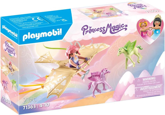Playmobil 71363 Viagem de arco-íris com potros de Pégaso nas nuvens, mundo mágico de conto de fadas, dramatização divertida e imaginativa, conjuntos de jogos adequados para crianças de 4 anos ou mais