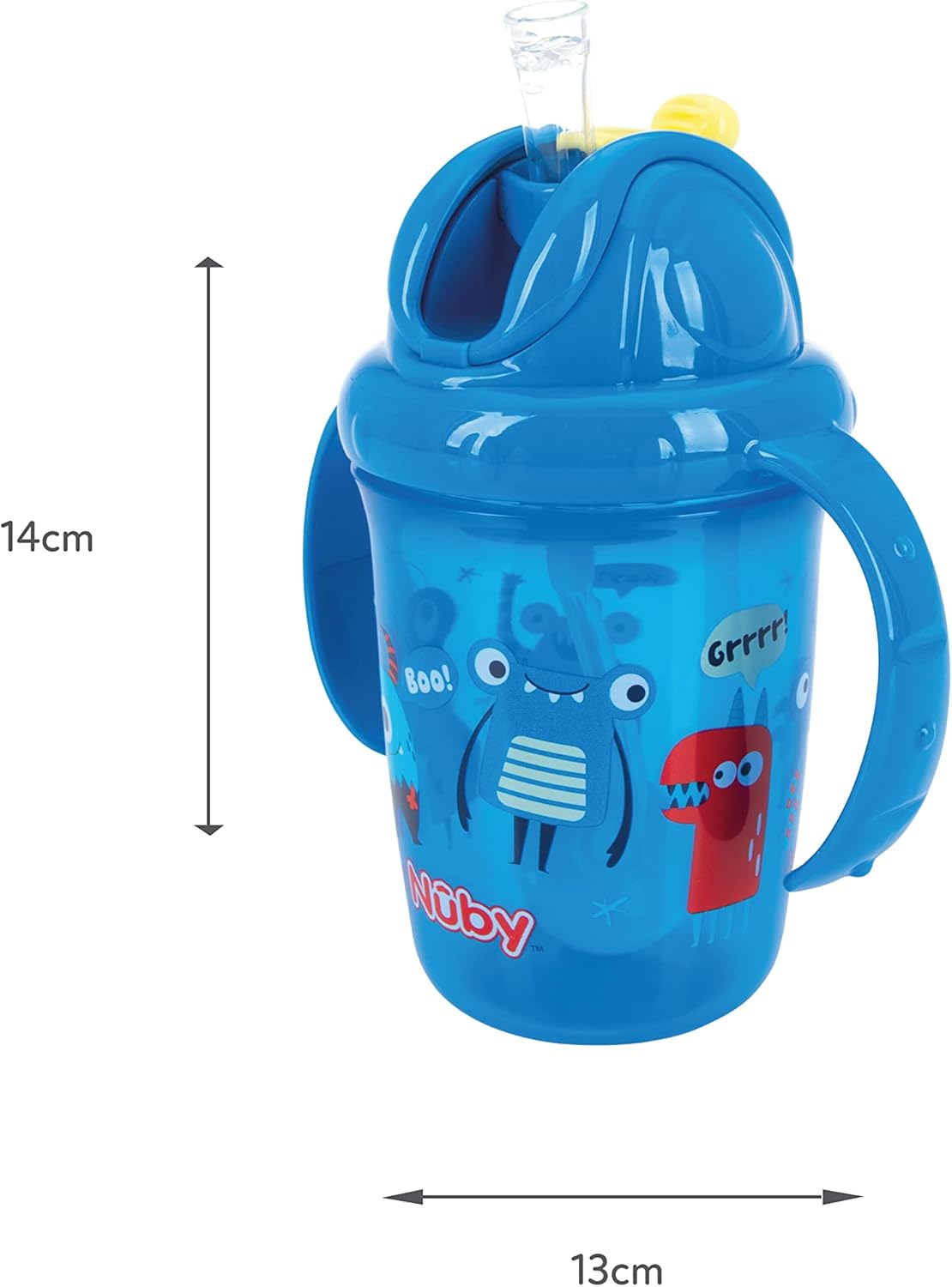 Nuby Garrafa de água Flip N Sip - Copo com canudo antiderramamento de 240 ml / 8 oz com alça dupla e canudo pesado, lavável na máquina de lavar louças, copo adequado para mais de 6 meses (caracóis, pacote com 2) 048526890422