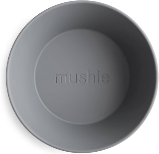 Mushie Tigelas para Jantar Infantil | Conjunto de 2 Tigelas Reutilizáveis Livres de BPA | Podem ser Lavadas na Lava-louças e Usadas no Micro-ondas | Fabricadas na Dinamarca | Redondas (Fumê)