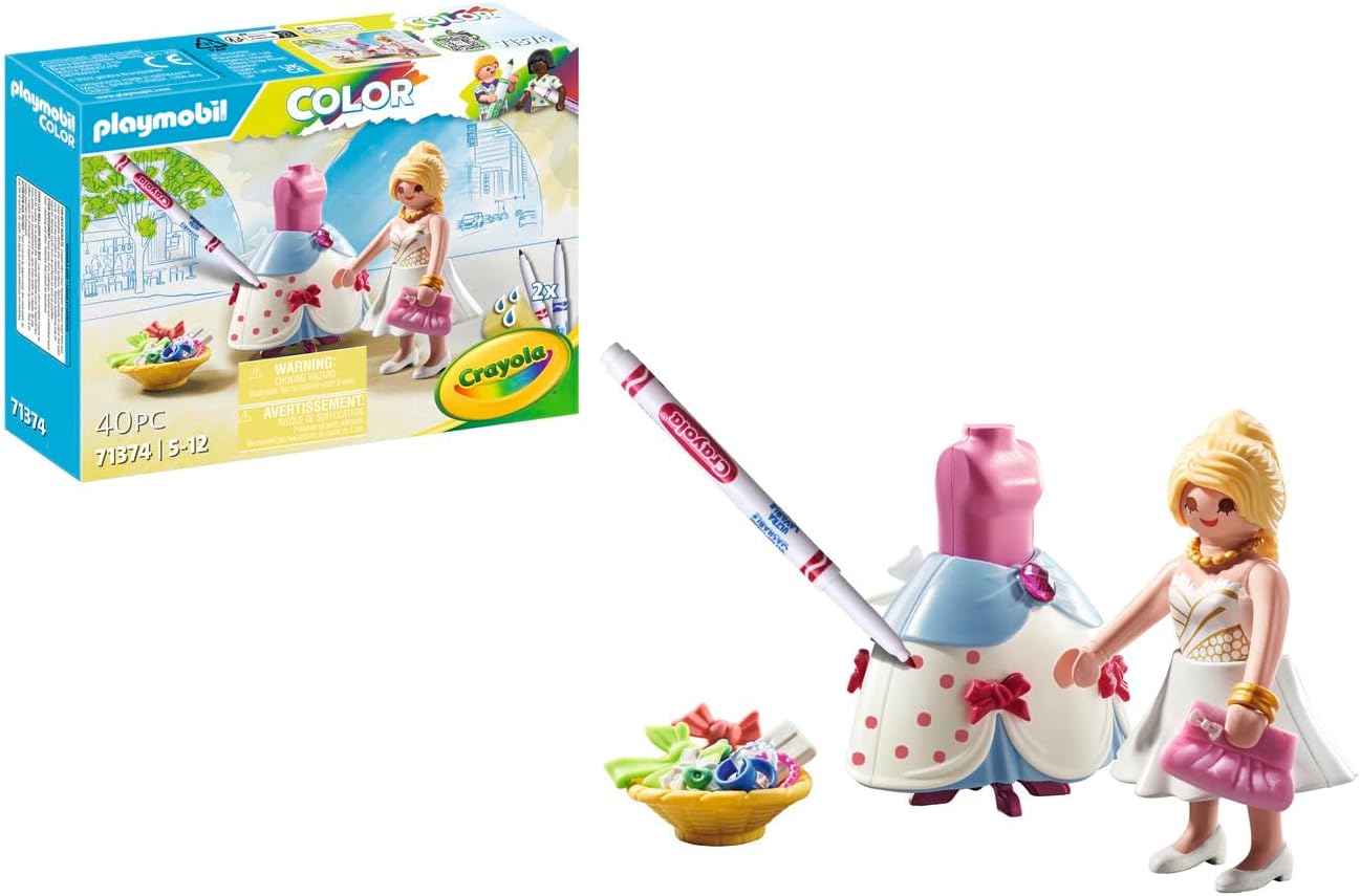 Playmobil 71374 Diseñador de desfiles de moda en color, crea diseños,