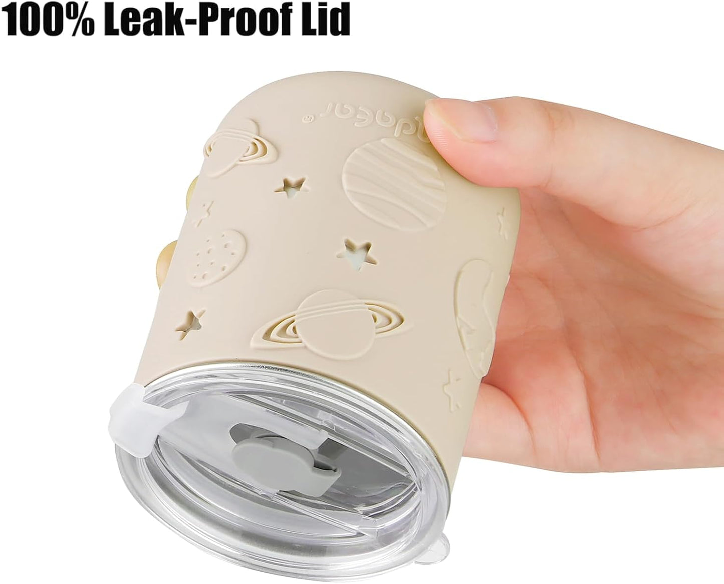 PandaEar Conjunto de 2 copos infantis em aço inoxidável com tampas e protetores de silicone, além de 2 colheres e garfos, copos de treinamento de 260 ml (8,8 oz) à prova de vazamentos com canudo, livres de BPA (rosa claro/linho)