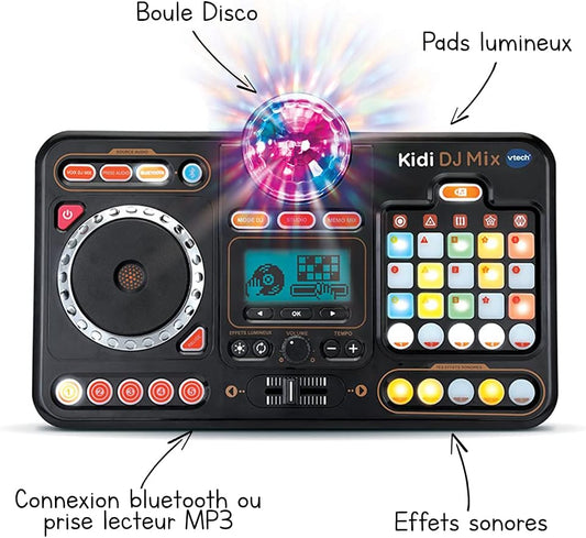 VTech Kidi DJ Mix (Preto), Mixer DJ de Brinquedo para Crianças com 15 Faixas e 4 Estilos Musicais, com Luzes e Efeitos, Brinquedo Educativo, Brinquedo Interativo para Crianças a Partir de 6 Anos, 10,4 x 35,8 x 24,3 cm