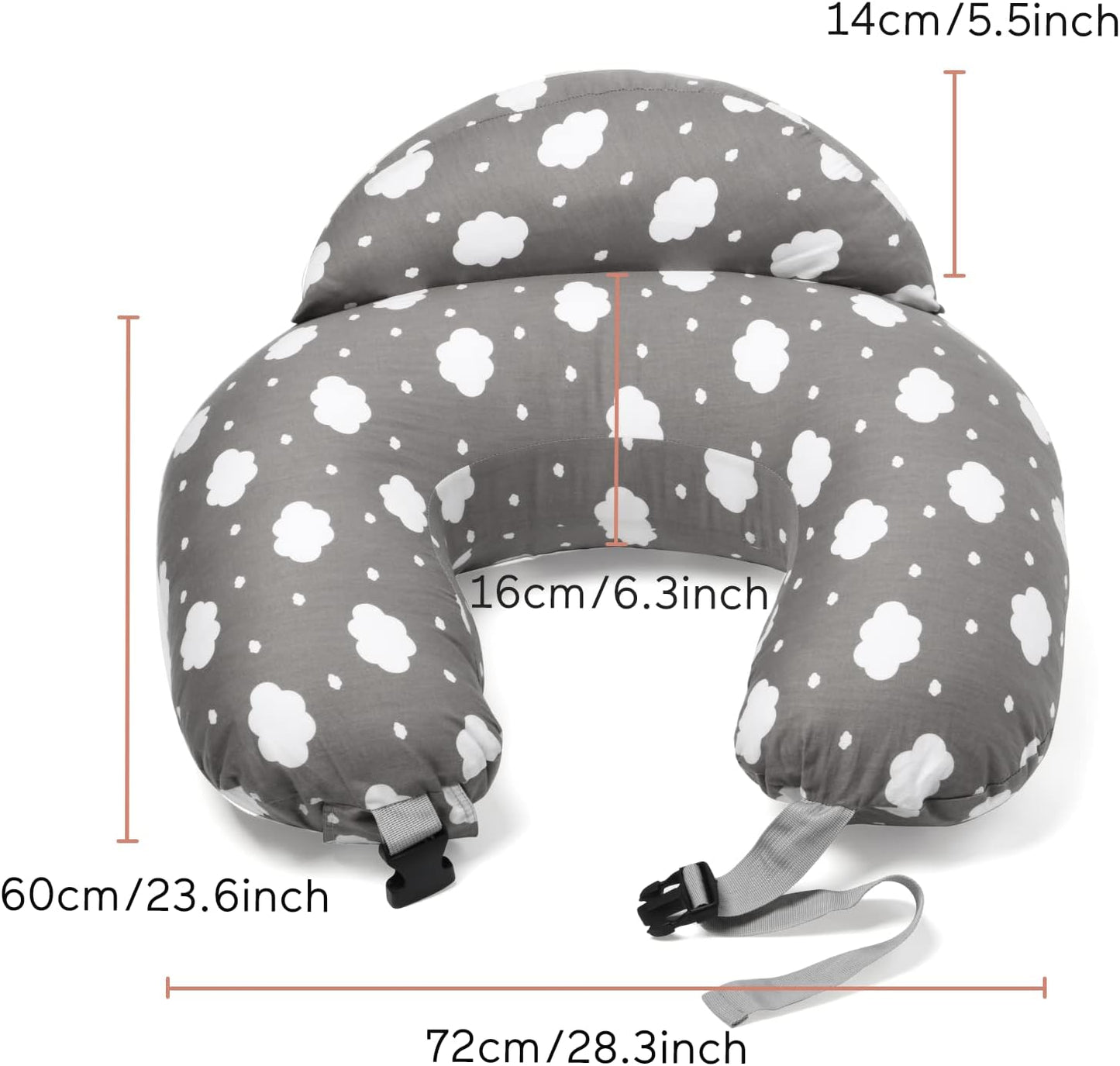 momcozy Almofada de amamentação com amamentação - Suporte ergonômico e cerca de segurança original para a segurança do bebê - Tornando a amamentação fácil e confortável para a mãe e o bebê - Capa de algodão removível, cinza