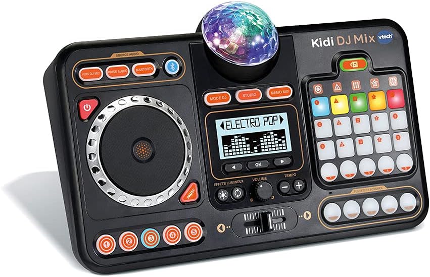 VTech Kidi DJ Mix (Preto), Mixer DJ de Brinquedo para Crianças com 15 Faixas e 4 Estilos Musicais, com Luzes e Efeitos, Brinquedo Educativo, Brinquedo Interativo para Crianças a Partir de 6 Anos, 10,4 x 35,8 x 24,3 cm