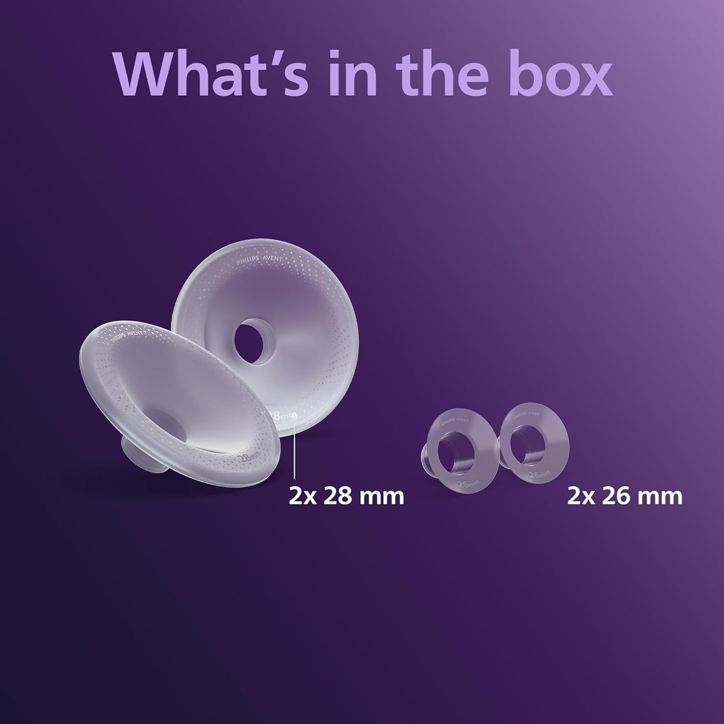 Philips Avent Protetores de Seios Grandes (28 mm) e Encaixes (26 mm) para Bomba Tira-Leite Elétrica, Protetores SkinSense Exclusivos, Compatível com Copos Coletores Mãos-Livres, SCF552/11