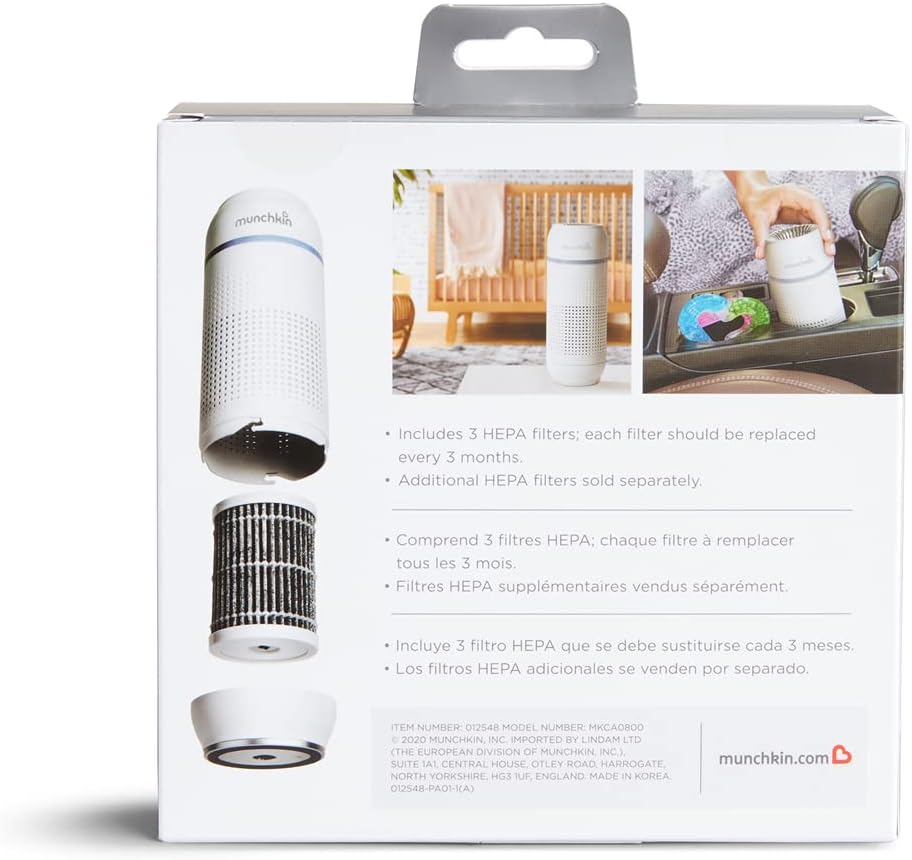 Munchkin Substituição de filtro de ar HEPA verdadeiro para purificador de ar, contagem de 3