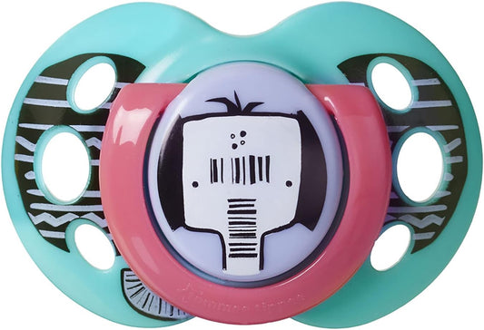Tommee Tippee Chupetas Fun Style, design ortodôntico simétrico, silicone sem BPA, 18-36 m, pacote de 2 manequins, as cores podem variar