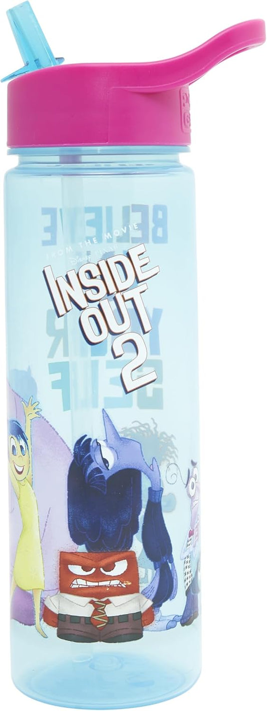 Disney Inside Out 2 Garrafas de água para crianças de 600 ml com canudo da Polar Gear - Material escolar para meninas Garrafa de água - Garrafa de água para crianças - Produtos oficiais da Inside Out