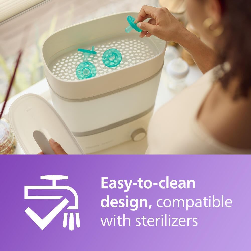 Philips Avent Chupetas ortodônticas para bebês Philips Soothie de 0 a 3 meses, chupetas 100% silicone, peça única, sem BPA, verde, pacote com 4, modelo SCF190/41