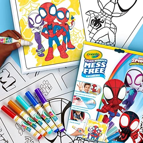 Livro de colorir sem sujeira CRAYOLA Color Wonder - Marvel Homem-Aranha e Seus Incríveis Amigos (Inclui 18 páginas para colorir do Homem-Aranha e 5 marcadores mágicos Color Wonder)