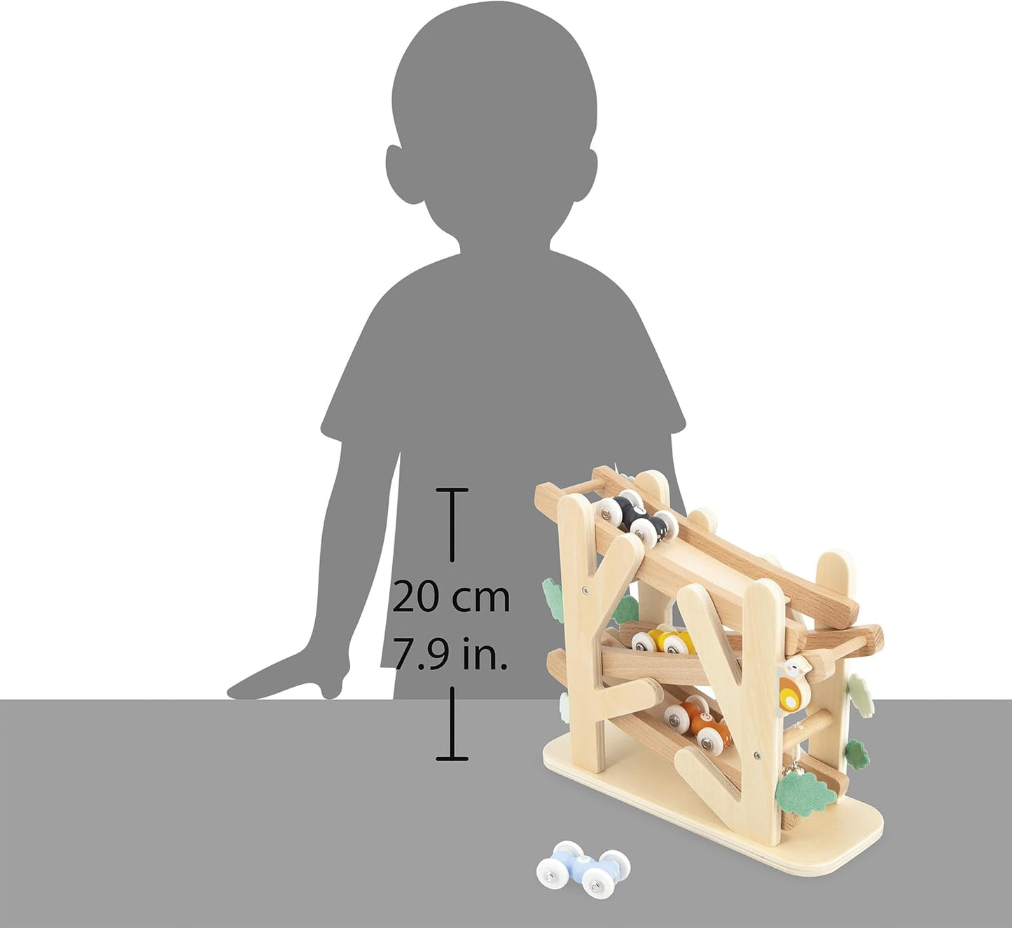 Janod - Descensor de madeira em 3 níveis - Escorregador de formigas com 4 carrinhos incluídos - Brinquedo para a primeira infância - Coordenação motora fina - A partir de 1 ano - J04038