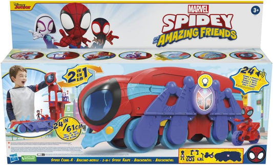 SPIDEY Y SUS INCREÍBLES AMIGOS Marvel Spidey y sus increíbles amigos Spider Crawl-R 2 en 1 Deluxe Headquarter Playset, juguete preescolar para mayores de 3 años