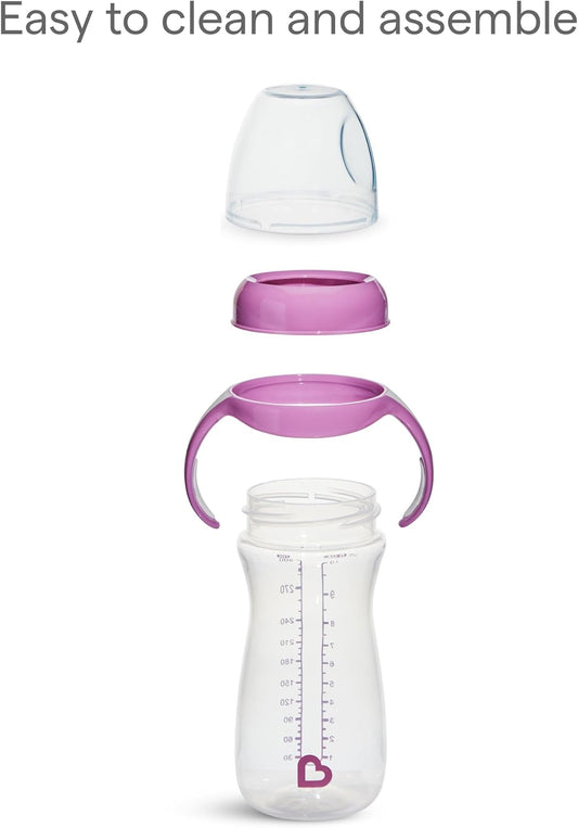 Munchkin Kit com 2 Copos de Transição Suave para Bebês | Garrafa Transparente | 296 ml | Rosa/Roxo