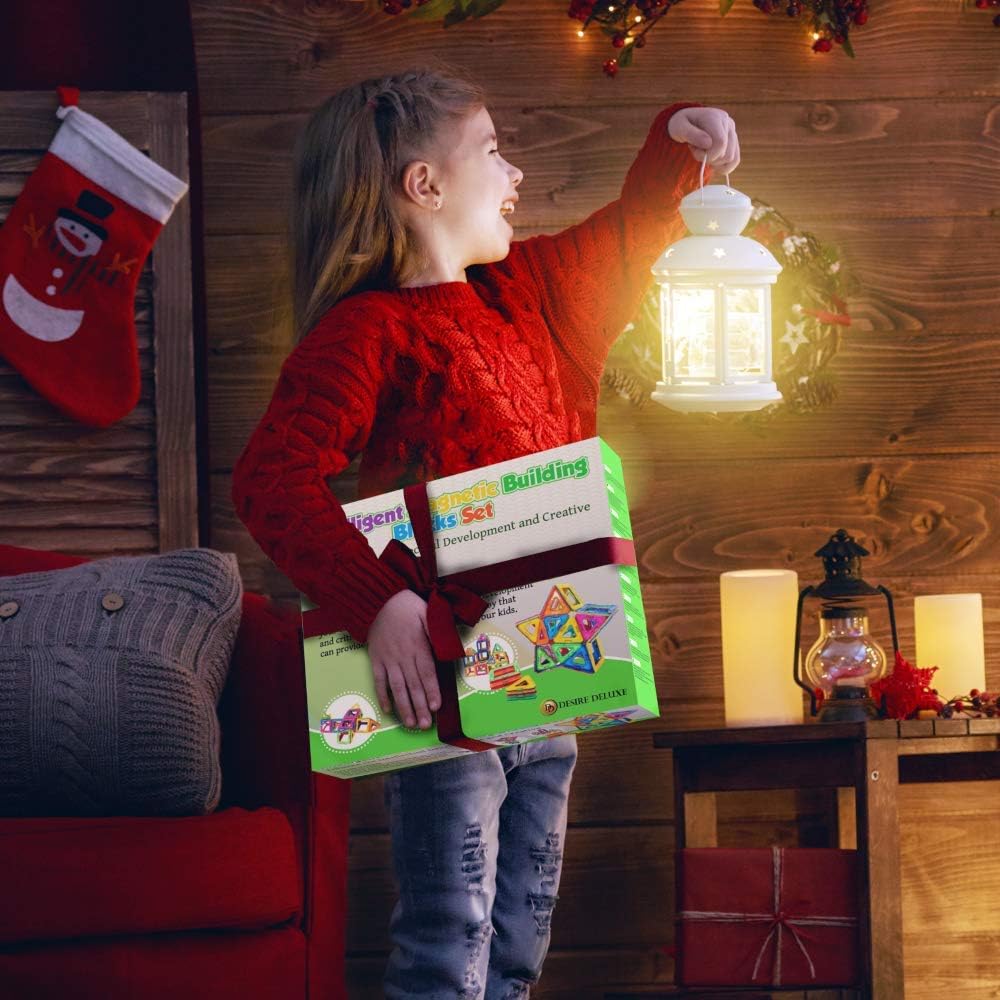 Desire Deluxe Blocos de construção magnéticos, presente 94 peças, jogos de blocos de construção magnéticos para crianças, para meninos e meninas, brinquedos educativos criativos para crianças de 3, 4, 5, 6 e 7 anos