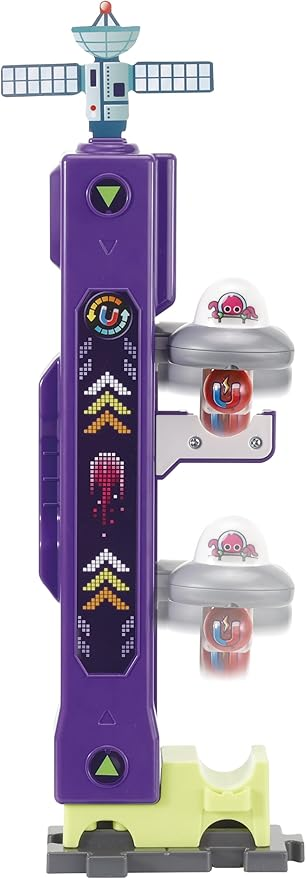 VTech Marble Rush Magentic Dino Adventure, conjunto de construção para crianças, 10 bolinhas de gude e 100 peças de construção, brinquedo de construção, corrida de mármore de dinossauro com efeitos de luz e som para 4, 5, 6 anos + versão em inglês