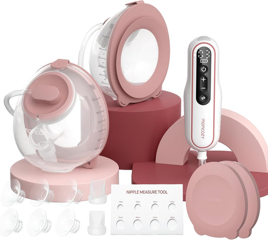 Momcozy Bomba tira-leite V1 Pro, bomba vestível portátil, de nível hospitalar, com viva-voz, Bomba tira-leite Momcozy V2 Pro, bomba vestível ultraleve, com viva-voz e portátil, flange DoubleFit integrada atualizada.