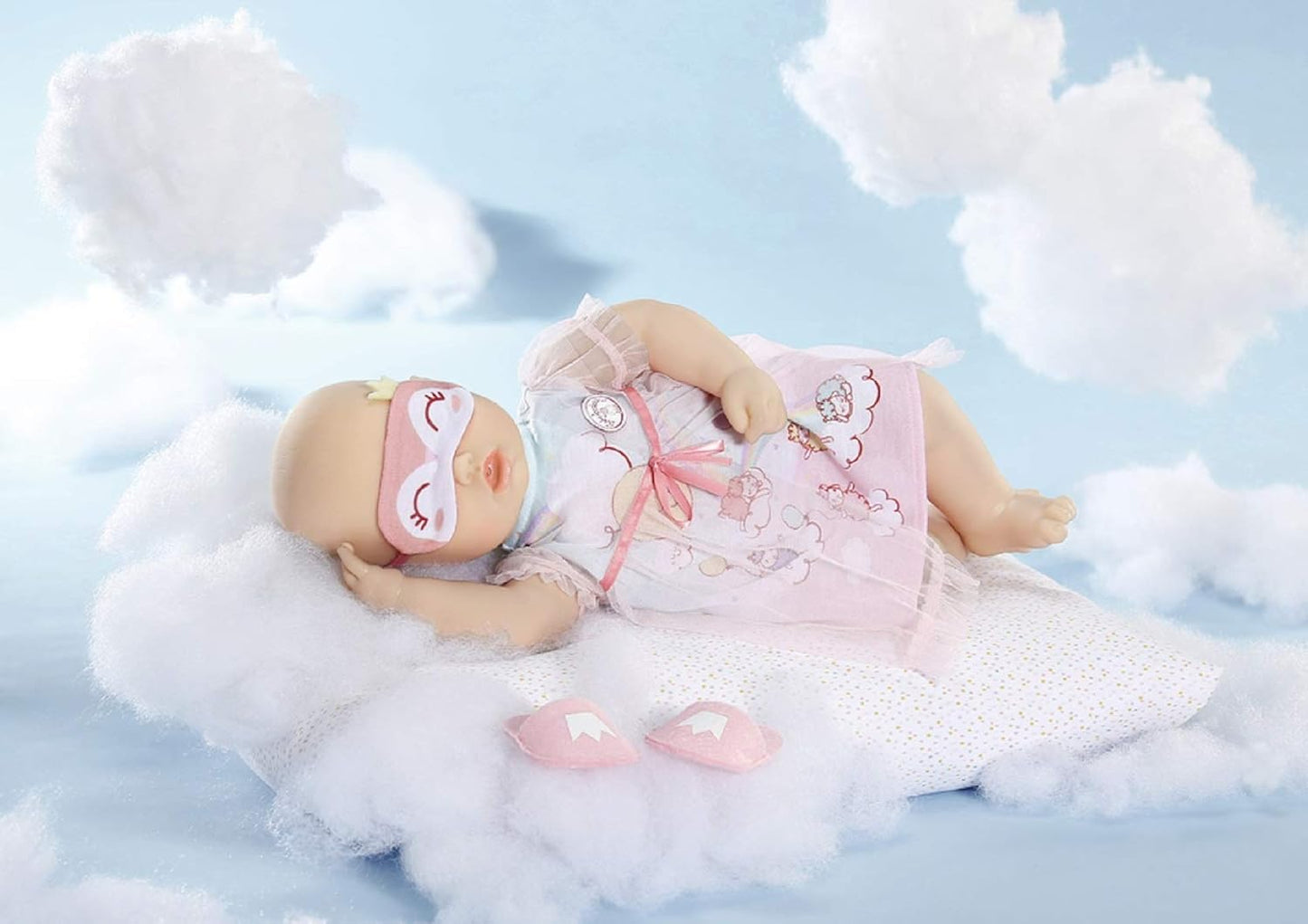 Baby Annabell Vestido Sweet Dreams - Roupa para bonecas de 43 cm - Para crianças a partir de 3 anos - Fácil de vestir para mãos pequenas - Inclui camisola, pantufas, máscara de dormir e cabide