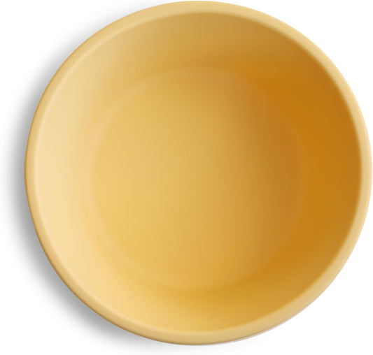 Mushie Tigela de silicone com ventosa, tigela antiderrapante com ventosa para bebês e crianças pequenas, material: silicone de qualidade alimentar, pode ser lavada na lava-louças e usada no micro-ondas (cor amarelo-claro).