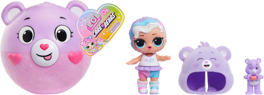 L.O.L. Surprise! Loves Care Bears Tots – Inclui 1 boneca, vem com roupas e acessórios, bola em formato de Ursinho Carinhoso, embalagem surpresa, colecione todas as 6 bonecas, cor roxa.