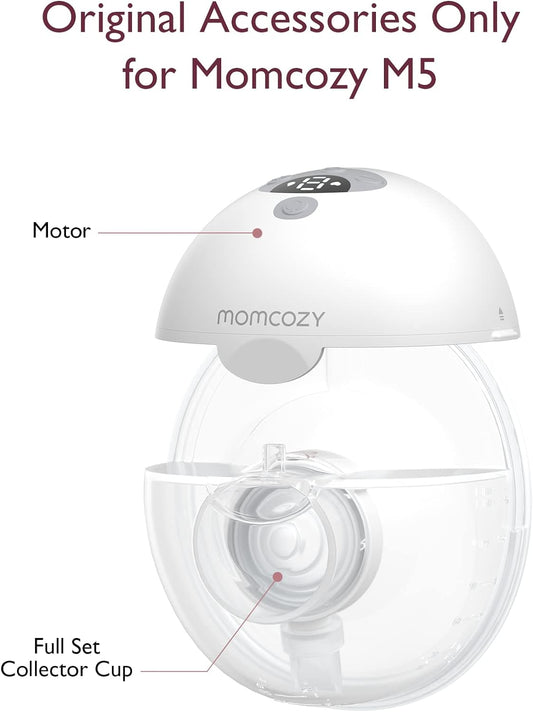 Momcozy Conjunto completo de copo coletor compatível apenas com Momcozy M5, NÃO para outros. Acessórios originais de substituição para bomba tira leite M5 (160 ml, com flange de vedação dupla de 24 mm)