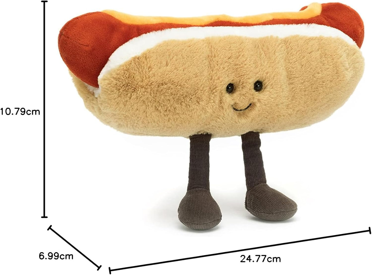 Jellycat Decoração de pelúcia colecionável Cachorro-Quente Divertido