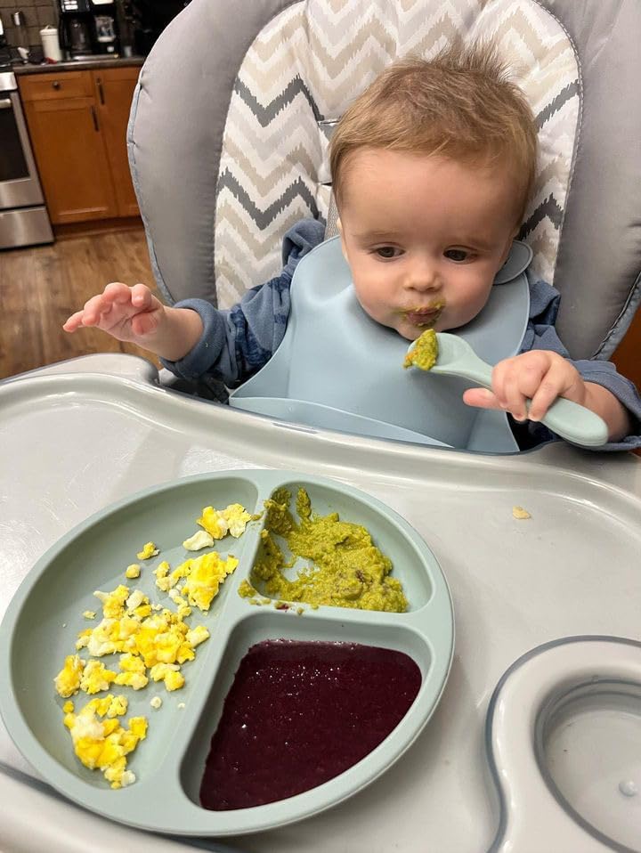 PandaEar Babadores de silicone para bebês e crianças pequenas (10 a 72 meses), impermeáveis, macios, unissex e que não fazem sujeira | Azul e Verde