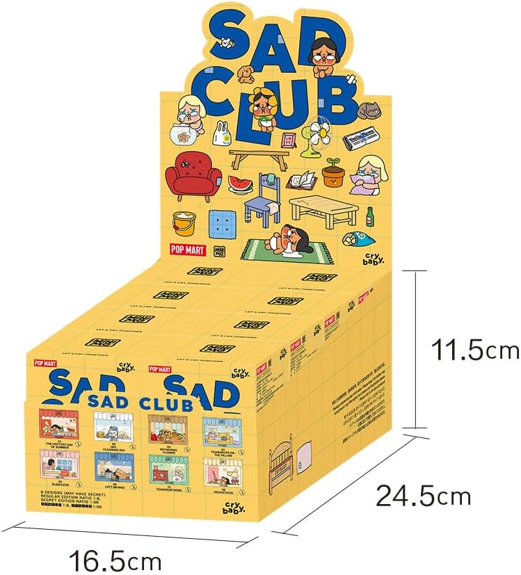 POP MART CRYBABY Sad Club Series Scene Sets Conjunto completo (8 caixas) 2,5 polegadas Articulado Personagem Design Premium presentes para mulheres Caixa surpresa favorita dos fãs Brinquedo colecionável Arte Brinquedo Figura de ação