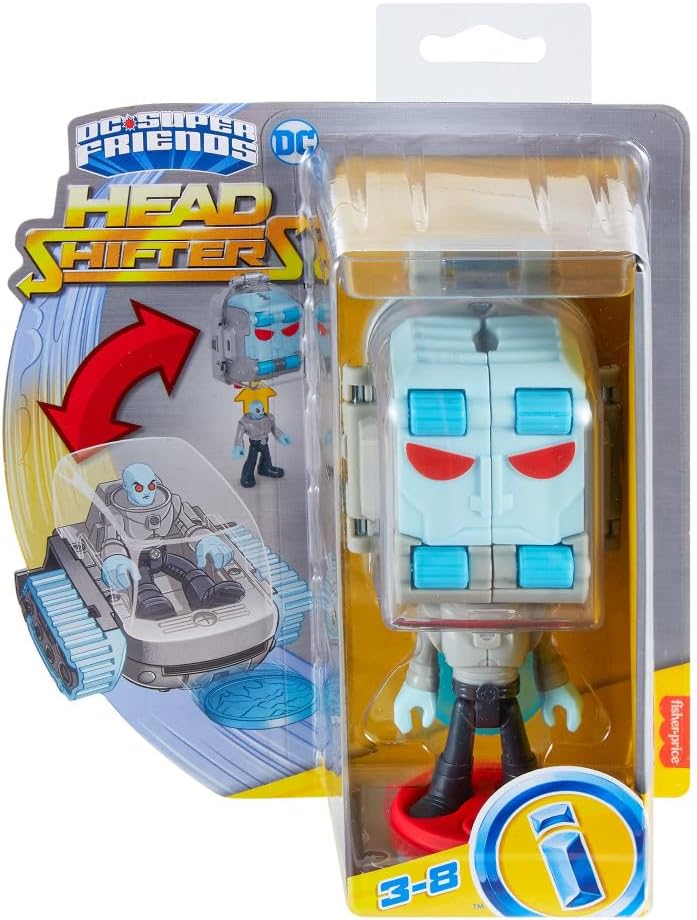 Fisher-Price Imaginext DC Super Friends Brinquedo Pré-escolar Head Shifters Conjunto de figuras Sr. Frio e Tanque de Neve para brincadeiras de faz de conta para crianças a partir de 3 anos