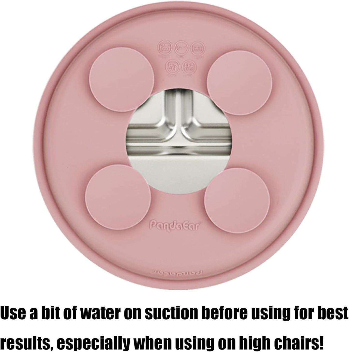 PandaEar Conjunto de 2 pratos com ventosa e 2 colheres e garfos em aço inoxidável para alimentação de bebês, ideal para meninas. Pratos divididos para introdução alimentar BLW (Baby Led Weaning). Livre de BPA.