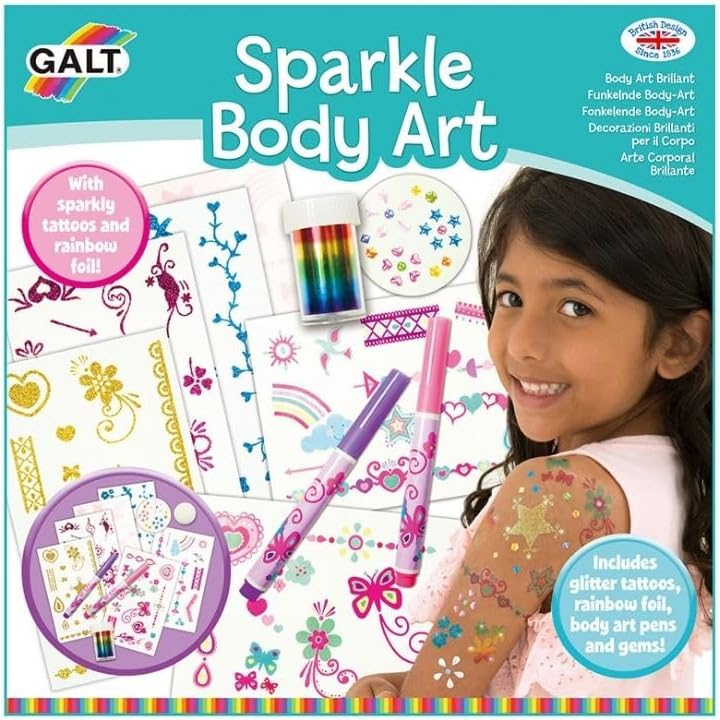 Galt Toys, Sparkle Body Art, Kits de artesanato para crianças, a partir de 6 anos