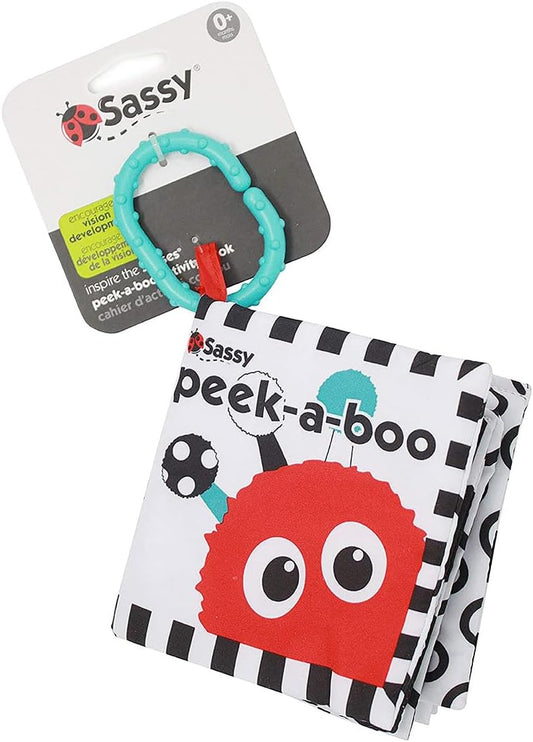 Sassy Livro de esconde-esconde preto e branco para bebês - 0m+