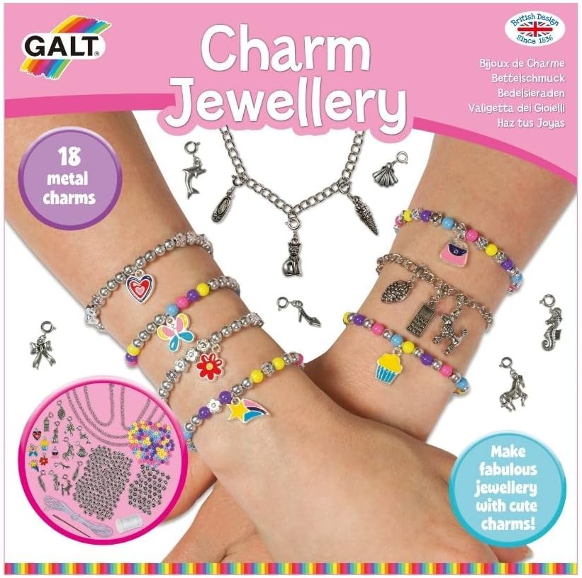Galt Cute Charms - Kit para fazer colares e pulseiras com estojos criativos - Mais de 300 brinquedos Galt, charms fofos, kits de artesanato infantil, pacote com 2 brinquedos Galt, joias com charms