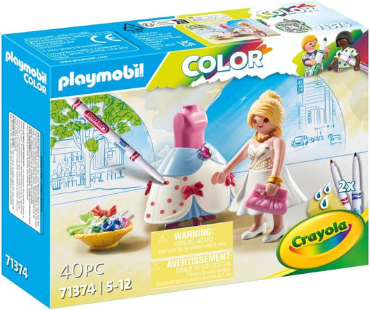 Playmobil 71374 Color Fashion Show Designer, crie designs, com marcadores e acessórios solúveis em água, dramatização imaginativa, conjuntos de jogos artísticos adequados para crianças de 5 anos ou mais