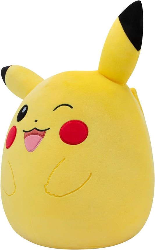 Squishmallows Pokémon original de 14 polegadas piscando Pikachu de pelúcia ultramacia de tamanho médio