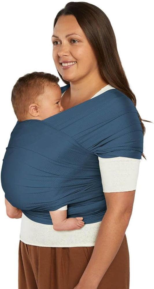 Ergobaby Canguru para bebês desde o nascimento até 11,3 kg, modelo Aura Mesh, confeccionado em poliéster reciclado e elastano, elástico e respirável, unissex, na cor azul-marinho crepúsculo.