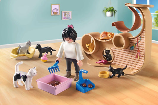 Playmobil | Minha Vida | Cat Café | Brinquedo para Gatos | Conjunto de Figuras de Animais | Brinquedo para Crianças a Partir de 4 Anos | 71744