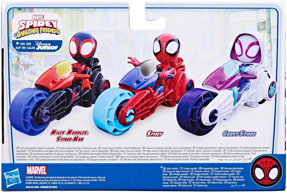 Spidey and His Amazing Friends Marvel, boneco de ação de Miles Morales, motocicleta de brinquedo, brinquedos para meninos e meninas de 3 anos e mais