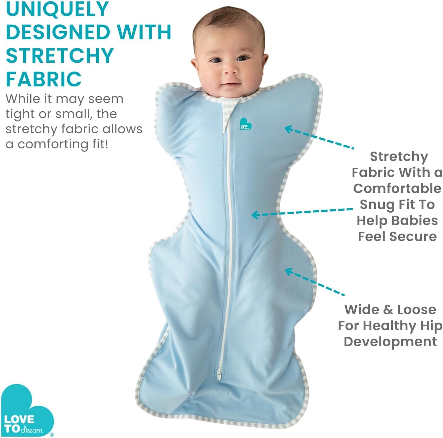 Love To Dream™ Swaddle UP™, Tamanho Pequeno (3,5-6 kg) - Branco | Ajuste perfeito, promove uma rotina de sono saudável | 2,5 Tog, ideal para inverno e outono (16-20 °C) | Algodão lavável à máquina com zíper duplo