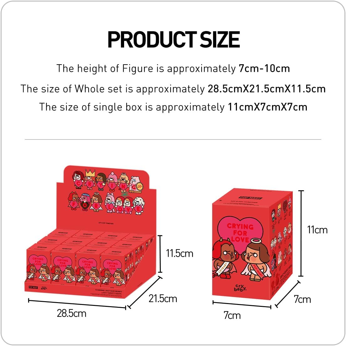 POP MART CRYBABY Crying For Love Series Conjunto completo de design premium, presentes para mulheres, boneco de ação colecionável favorito dos fãs