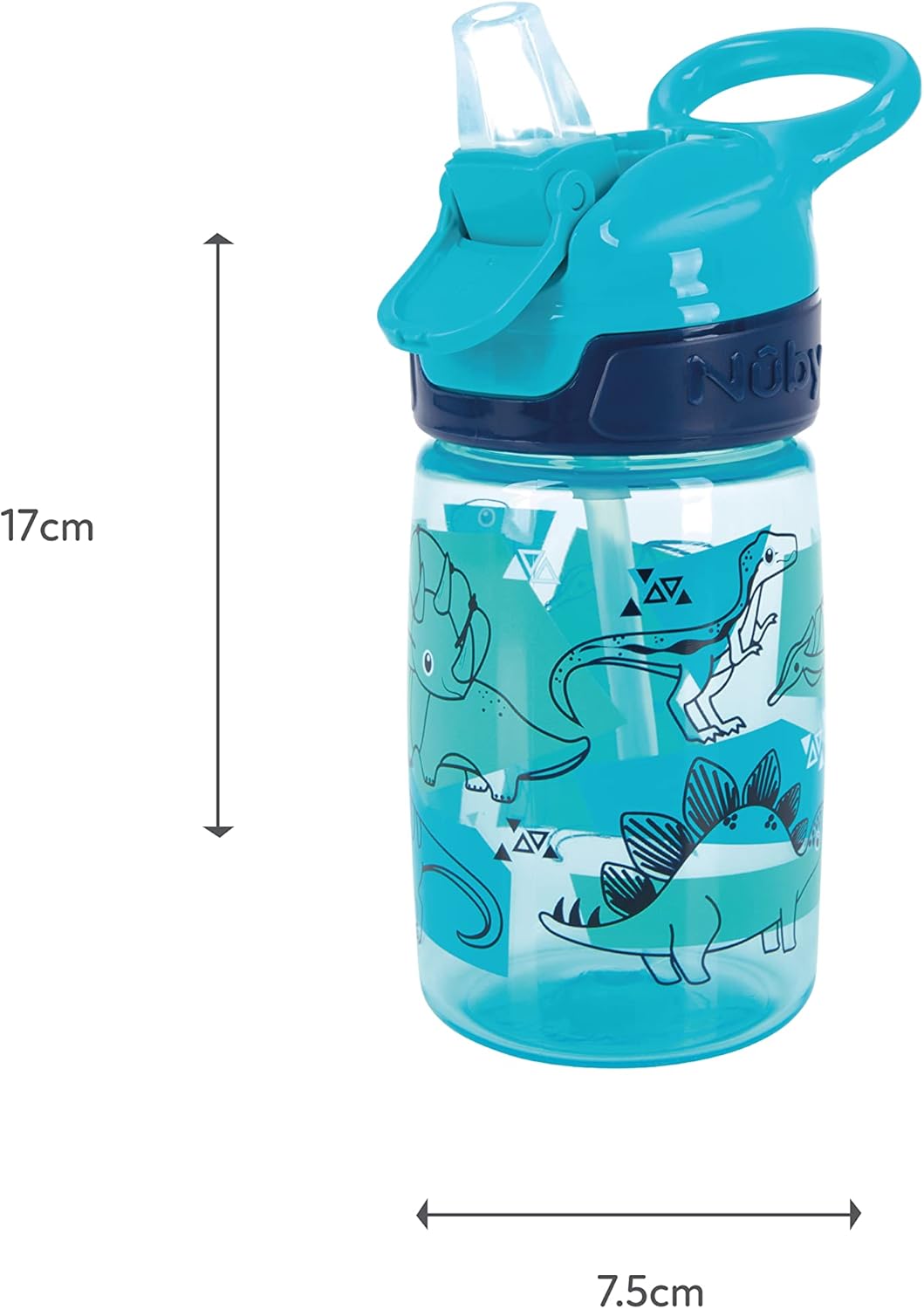 Nuby Garrafa de água Incredible Gulp - Copo com canudinho antiderramamento para crianças pequenas | 360 ml/12 oz | Alça de transporte e garrafa de água Super Quench - Copo com canudinho antiderramamento para crianças pequenas | 540 ml/19 oz