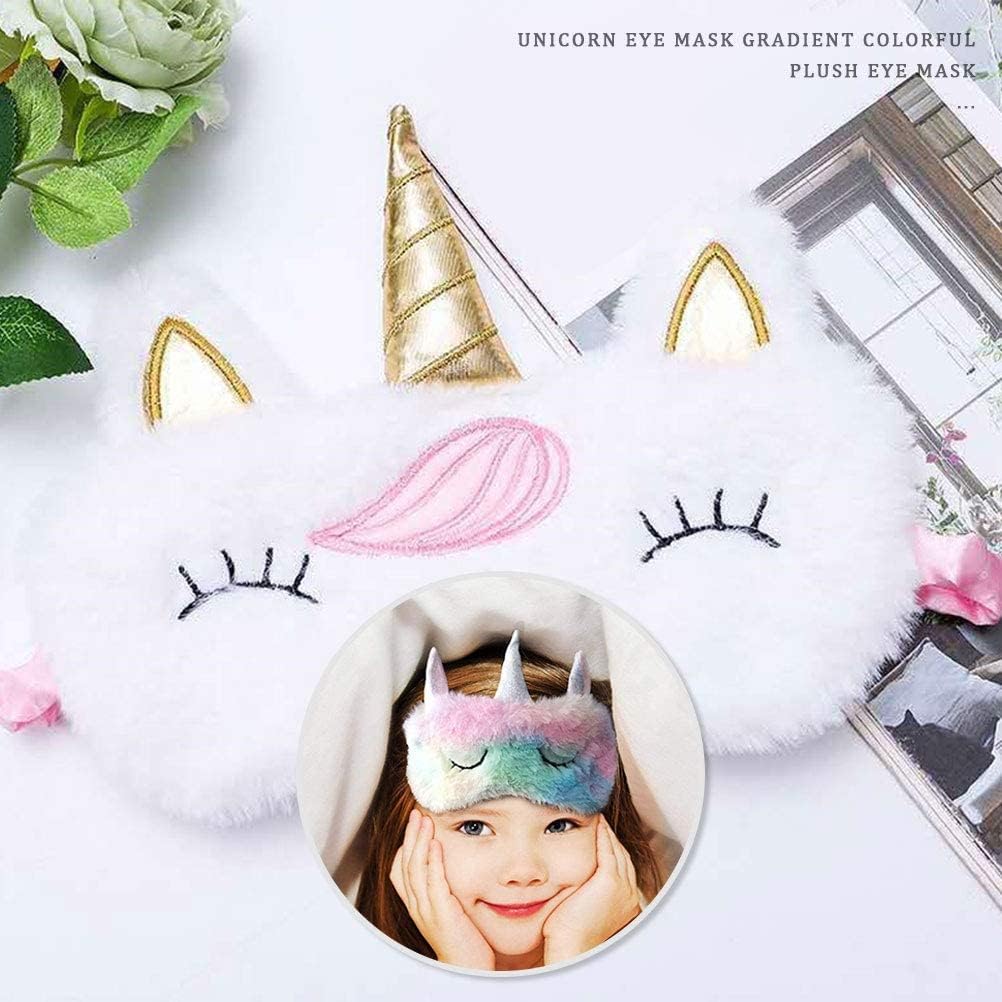 2x Máscara de Dormir Unicórnio Crianças 3D Unicórnio de Pelúcia Máscara de Sono