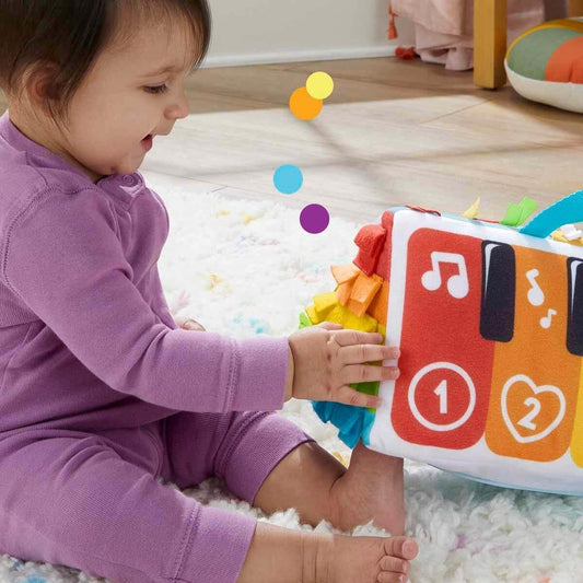 Brinquedo musical para bebês Fisher-Price, Piano macio com luzes e música para brincar de bruços, ideal para recém-nascidos e crianças pequenas, HND54