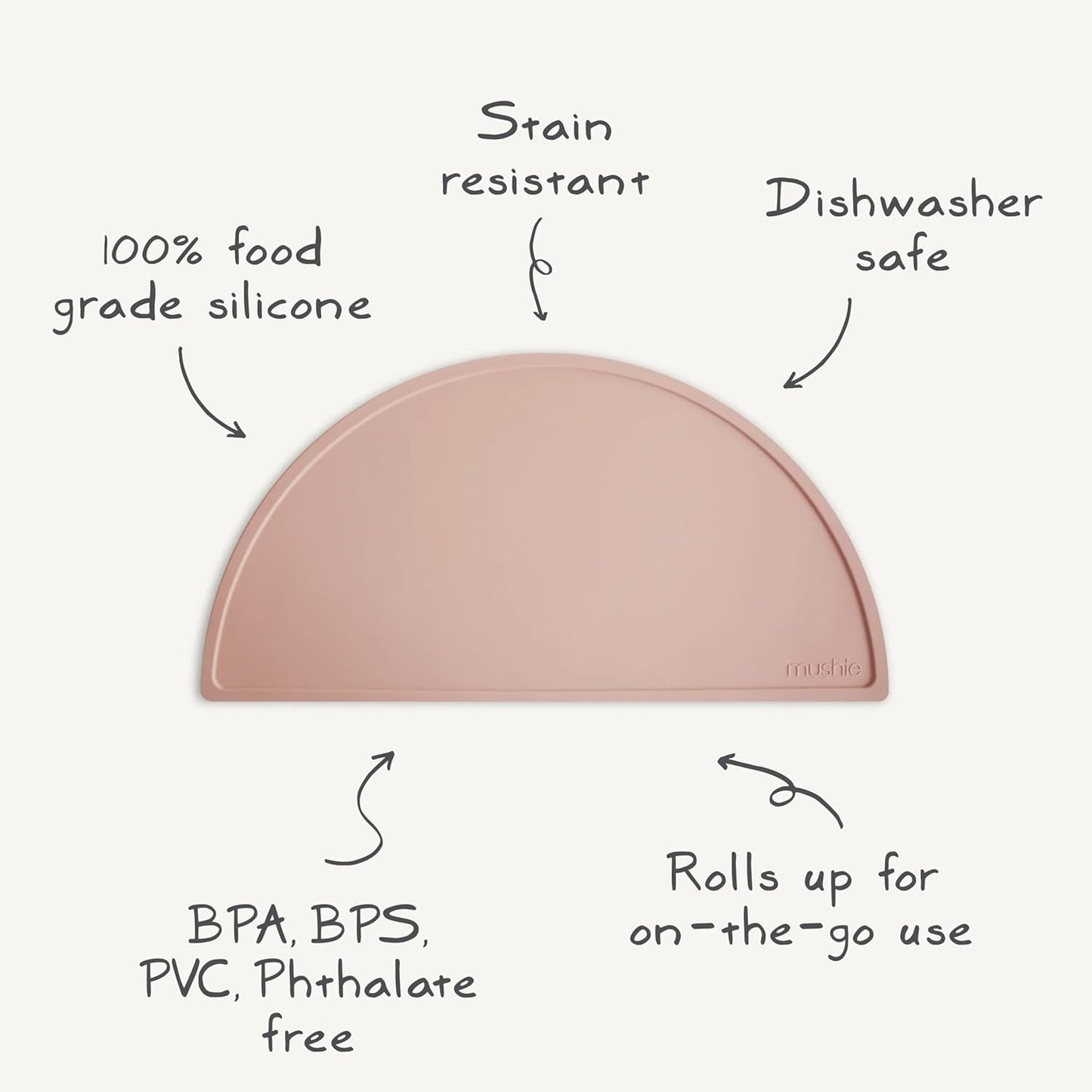 Mushie Tapete de silicone para crianças | Design antiderrapante | Material: Silicone de qualidade alimentar | Fácil de limpar e resistente a manchas | Livre de BPA e ftalatos (Margarida preta)