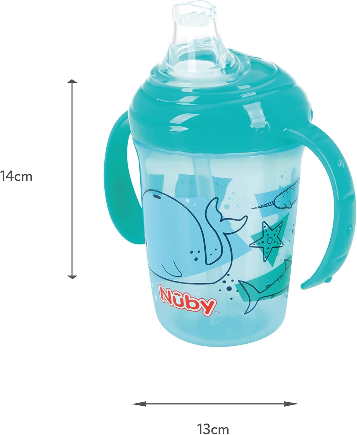 Nuby Garrafa de água de polipropileno (PP) Grip N Sip - Copo com canudinho antiderramamento de 240 ml / 8 onças com alça dupla, adequado para lava-louças e micro-ondas, copo adequado para 4 meses ou mais (abelhas, pacote com 2) 048526890408
