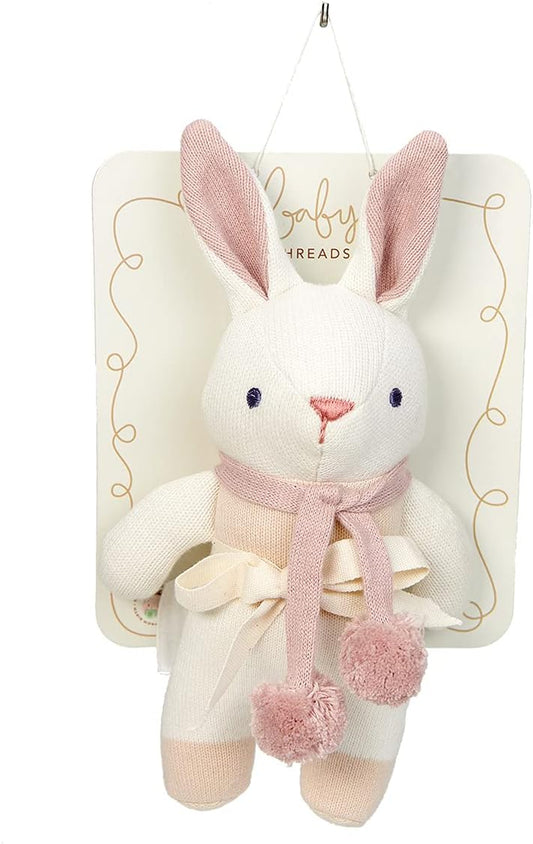 ThreadBear Design Sonajero de conejo color crema para bebé, regalos y juguetes premium para bebés y niños pequeños
