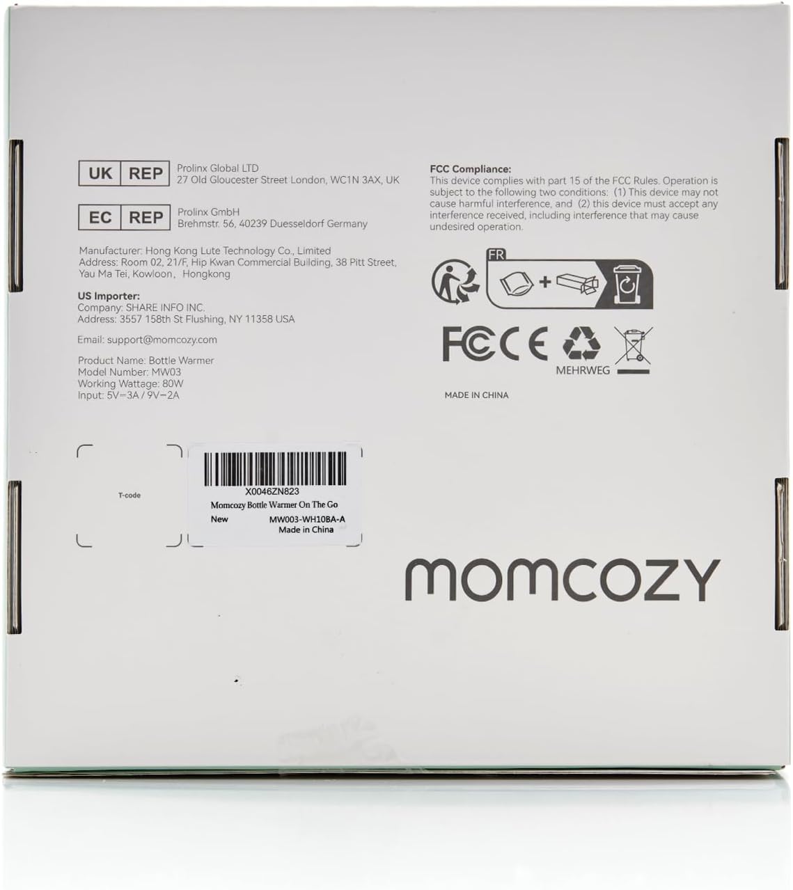 Momcozy Aquecedor de mamadeiras portátil para passeios e viagens, aquecimento rápido com controle inteligente de temperatura, camada dupla à prova de vazamento, carregável com USB para Philips Avent, Tommee Tippee, Comotomo