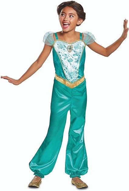 DISGUISE Disfraz oficial clásico de princesa Jasmine de Disney para niños,  disfraz de Aladino para niños, disfraz de princesa Jasmine para niñas,