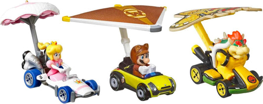 Hot Wheels Super Mario - Pacote com 3 carrinhos de personagens em 1 conjunto, presente para crianças e colecionadores a partir de 3 anos de idade, multicolorido, (HDB39)