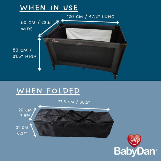 Cuna de viaje extra grande BabyDan, 60x120 cm (parque para bebés): comodidad versátil para que su bebé duerma y juegue